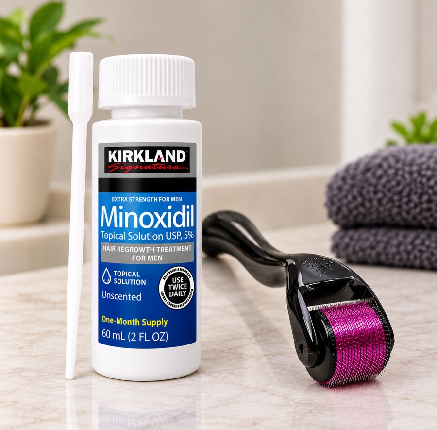 Kirkland Minoxidil 5% + ব্ল্যাক ডার্মা রোলার